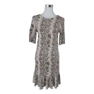 Chloe Brown and Cream Snake Print Dress with Ruffled Hem